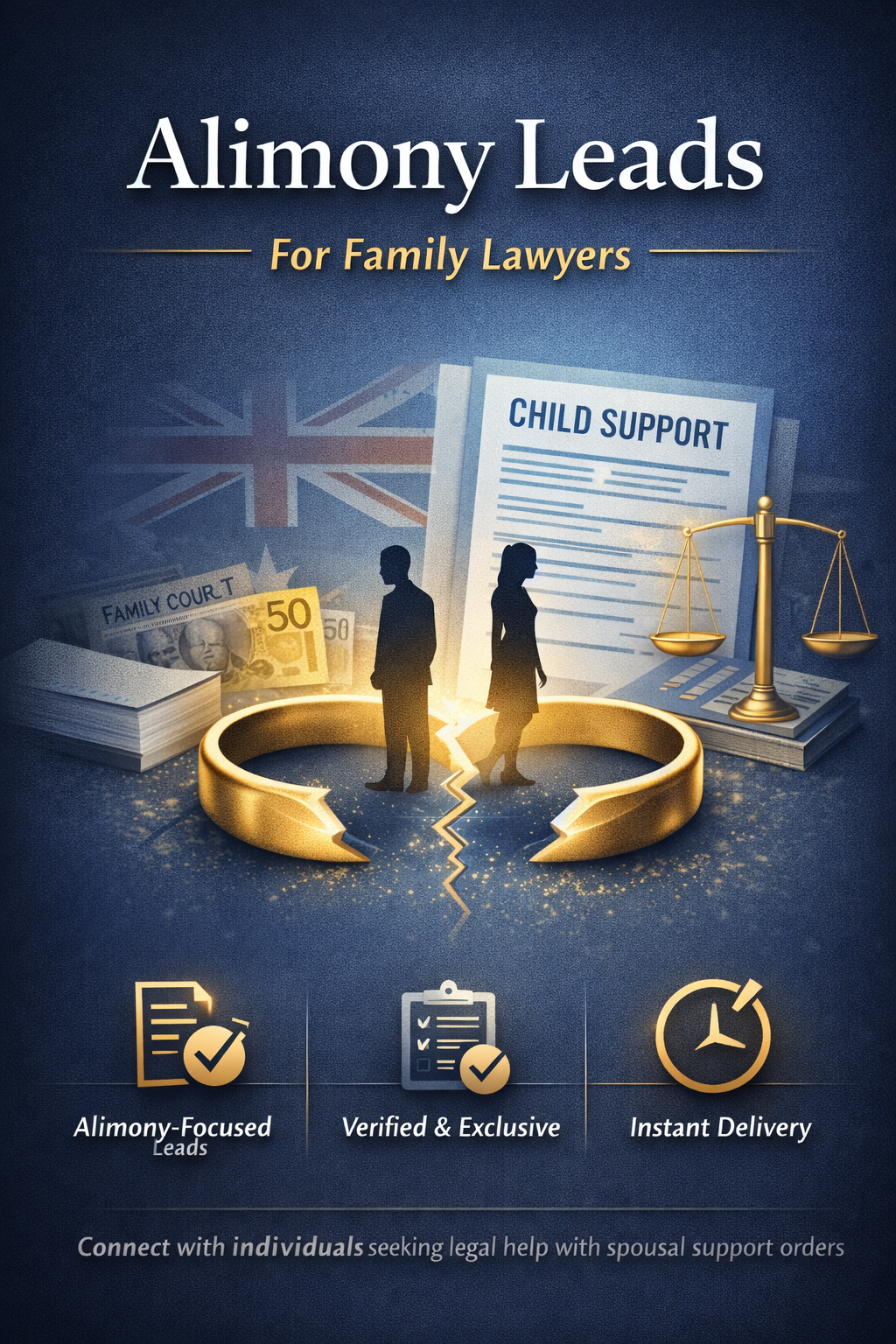 Alimony law leads for Australian lawyers with exclusive family law enquiries and real-time delivery.