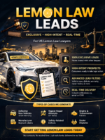 Lemon Law Leads for US lawyers with exclusive real-time vehicle defect and warranty claim enquiries