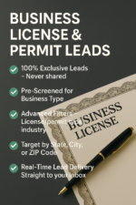 Business License and Permit Leads product image highlighting exclusive, pre-screened leads for business registration and compliance services.
