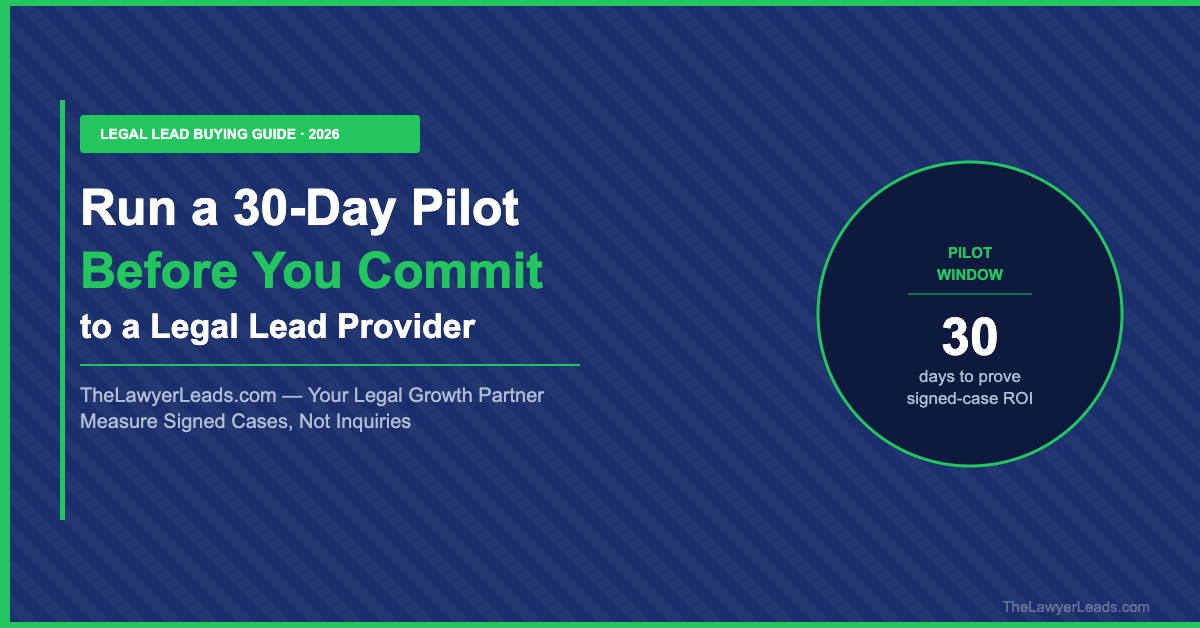 How to Run a 30-Day Pilot Before Committing to a Legal Lead Provider