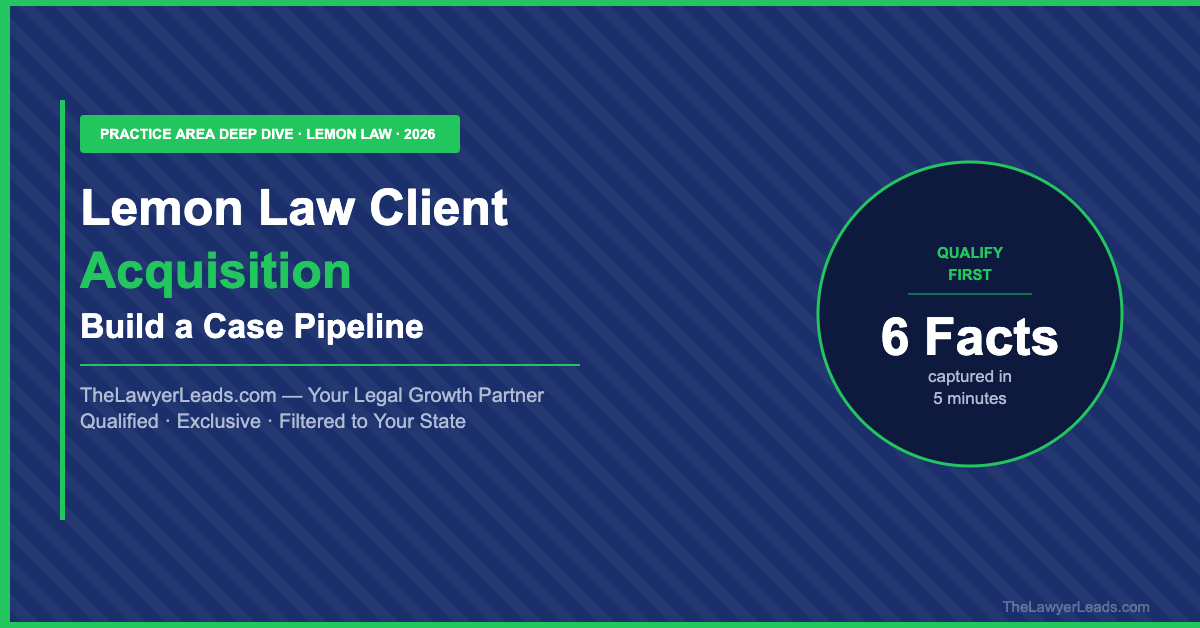 Lemon Law Client Acquisition: How to Build a Case Pipeline That Converts
